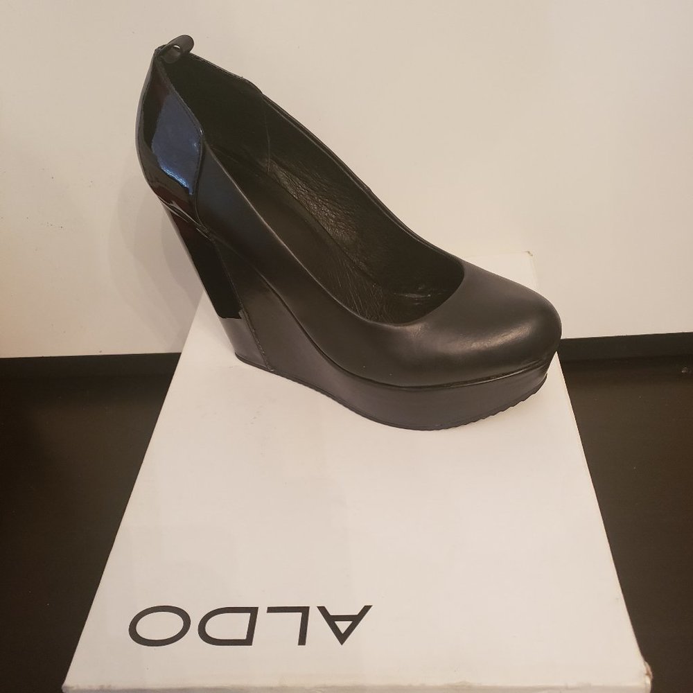 Ladies black wedge